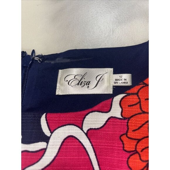 Eliza J Women’s Sleeveless Knee Length Dress Navy Red And Pink Floral Size 12 - Picture 7 of 8
